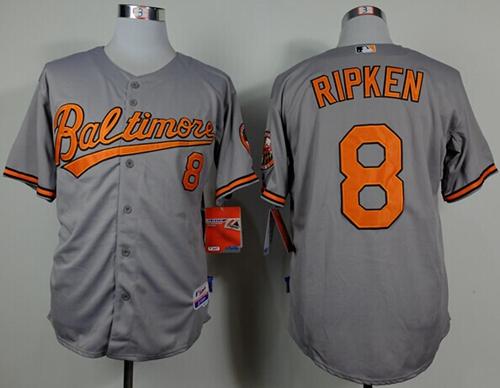 Orioles #8 Cal Ripken Grey Cool Base Stitched MLB Jersey - Click Image to Close